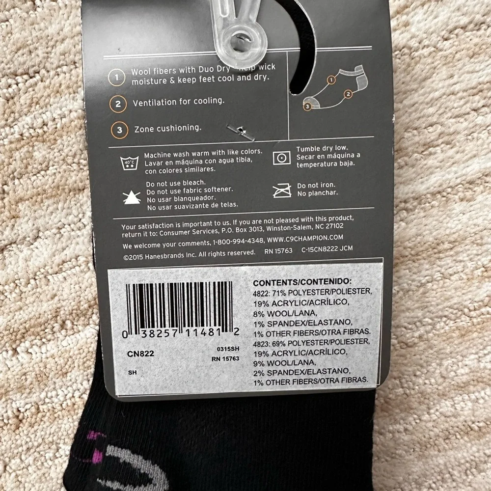 2 Sets of Champion C9 Running Socks Low Cut Wool Blend Compression Size Medium